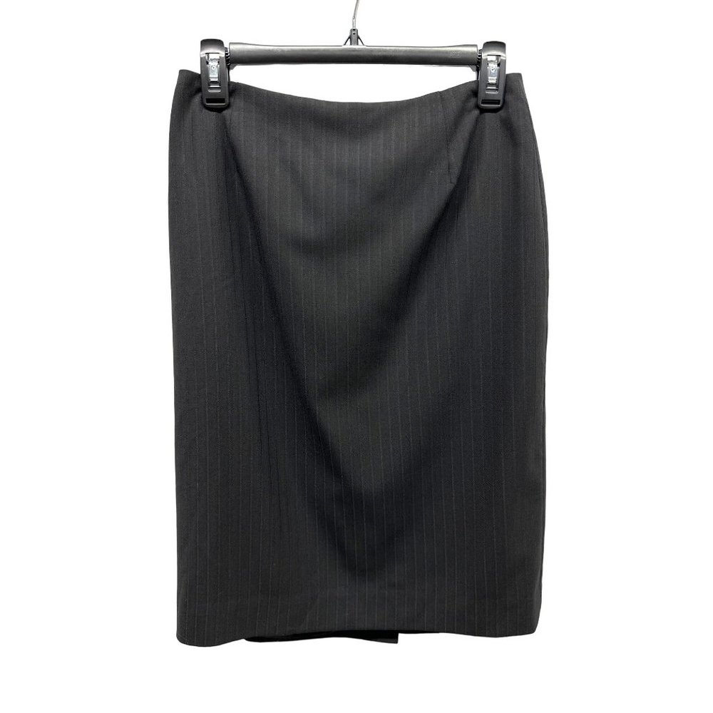 Max Mara Made in Italy Black Tonal Pinstripe Pencil Skirt US 6